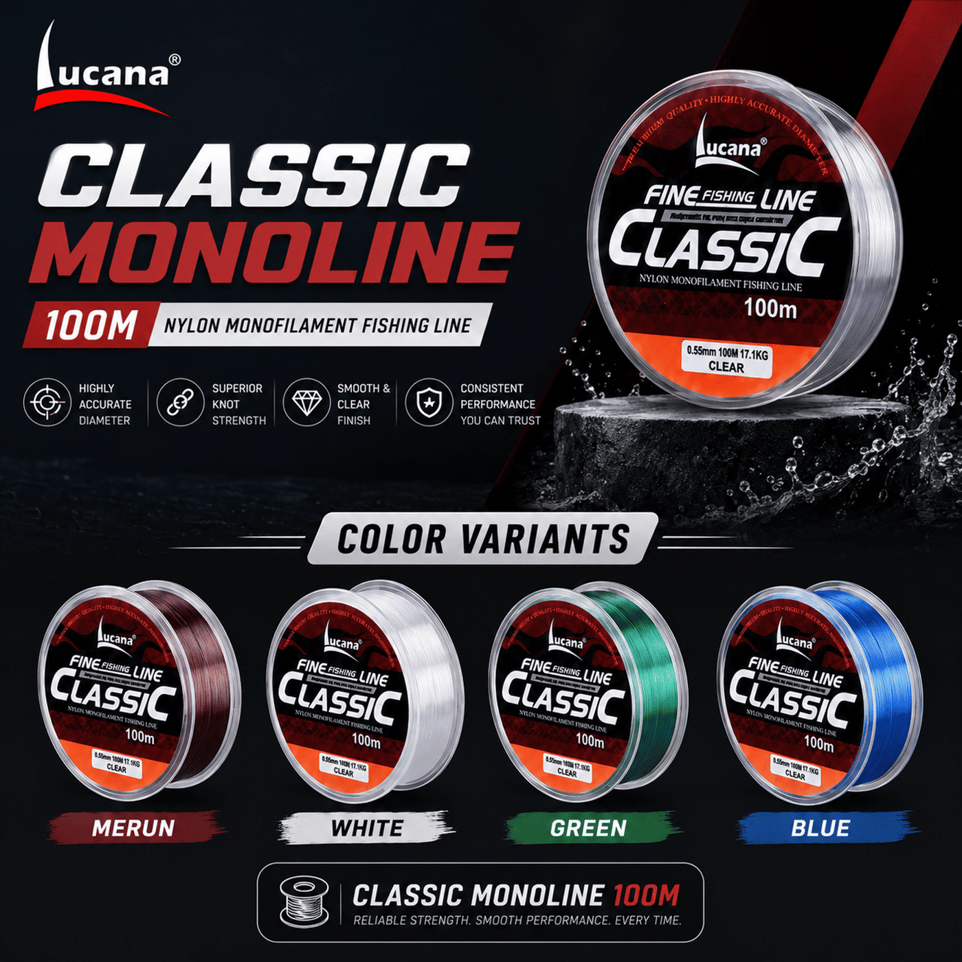 Lucana Classic Monofilament Fishing Line 100m