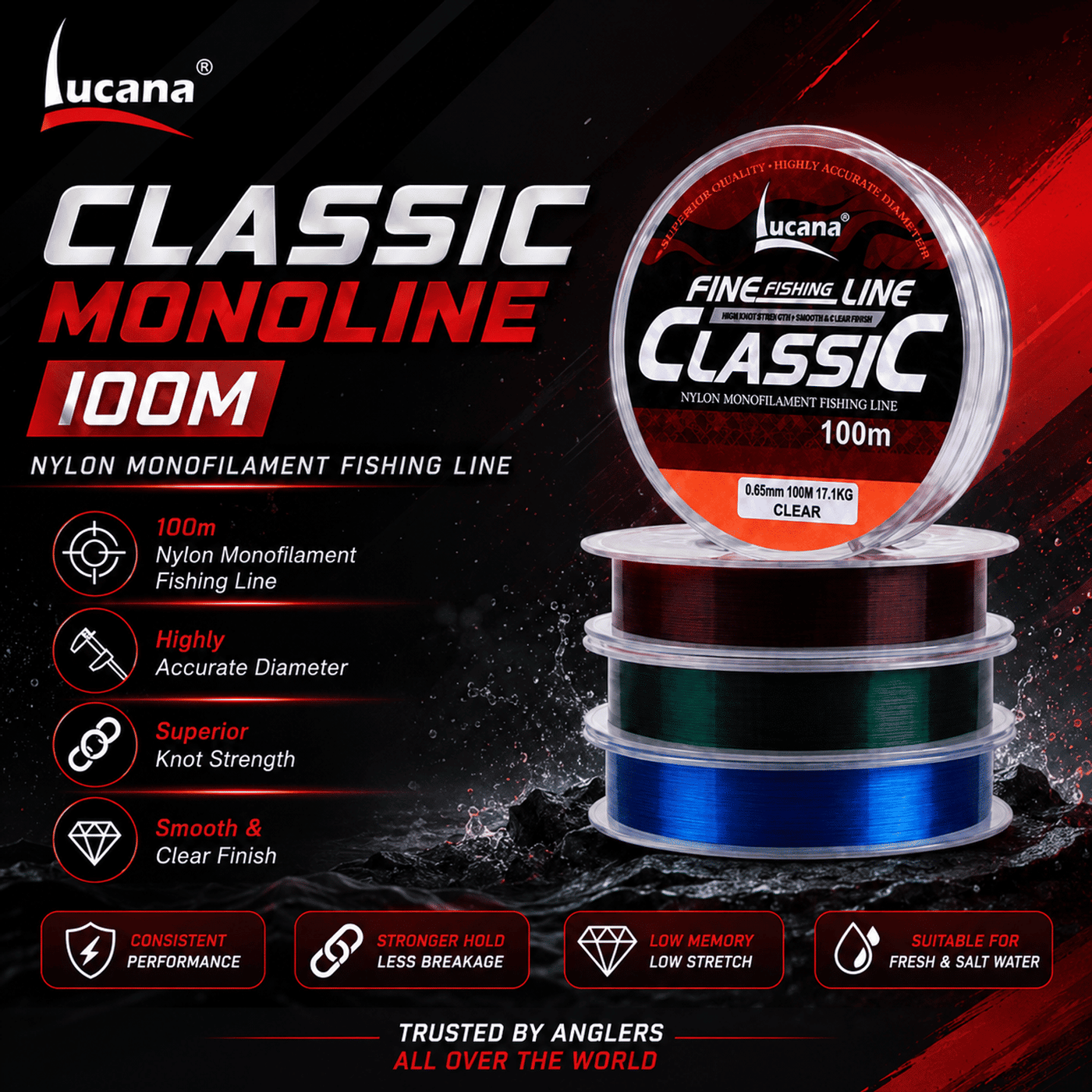 Lucana Classic Monofilament Fishing Line 100m