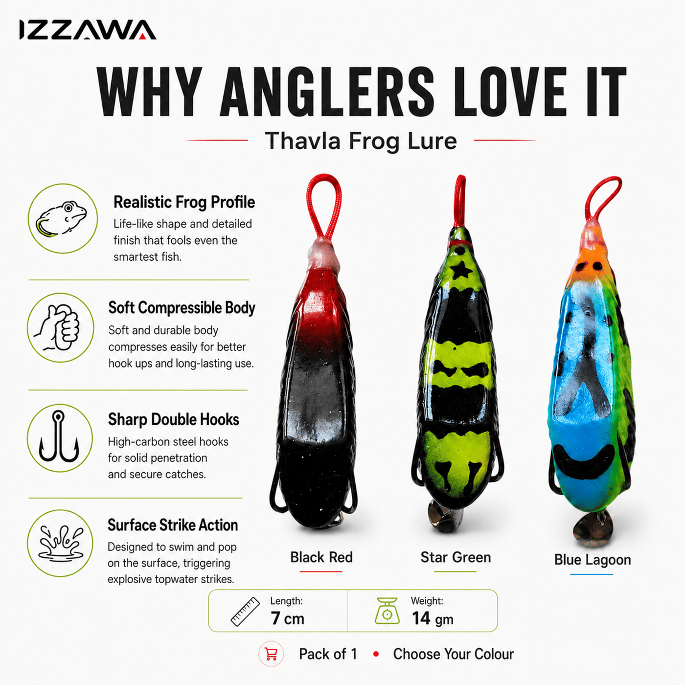 IZZAWA Thavala Frog Lure 7cm 14g - Ocean Rainbow | Pack of 1