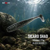 Bravvo Sicaro Shad 100mm 7.5g - Black Silver Glitter - Single Piece