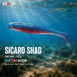Bravvo Sicaro Shad 100mm 7.5g - Blue Pink Glitter - Single Piece