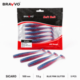 Bravvo Sicaro Shad 100mm 7.5g - Blue Pink Glitter - Single Piece