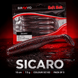 Bravvo Sicaro Soft Lure 100mm 7.5g - Black Silver Glitter - Single Piece