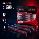 Bravvo Sicaro Soft Lure 100mm 7.5g - Red Blue Glitter - Single Piece