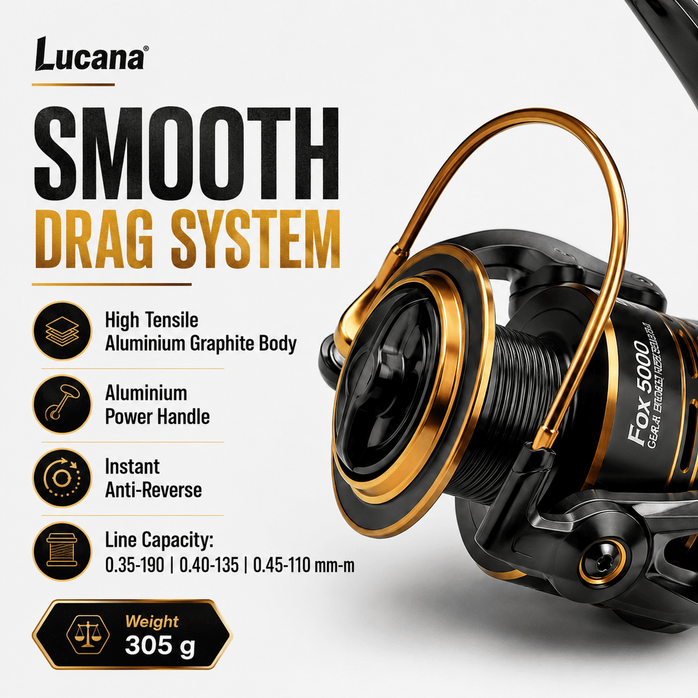 Lucana Fox 5000 Spinning Reel – 6kg Drag Fishing Reel India