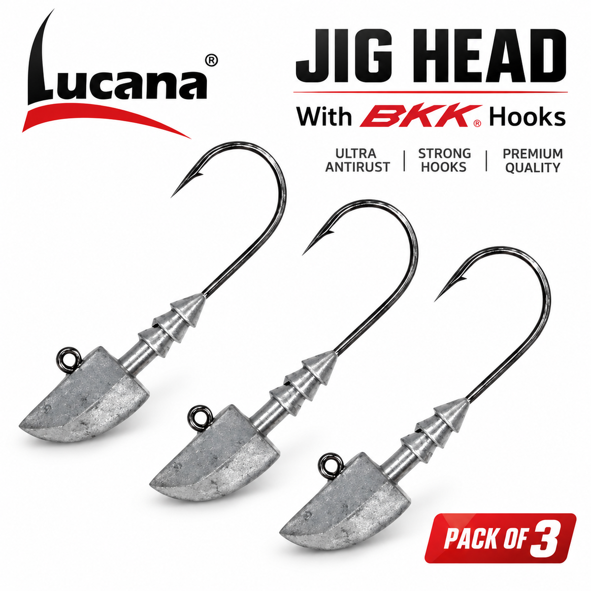 Lucana Jigheads with BKK Hooks | 7g–28g | Pack of 3
