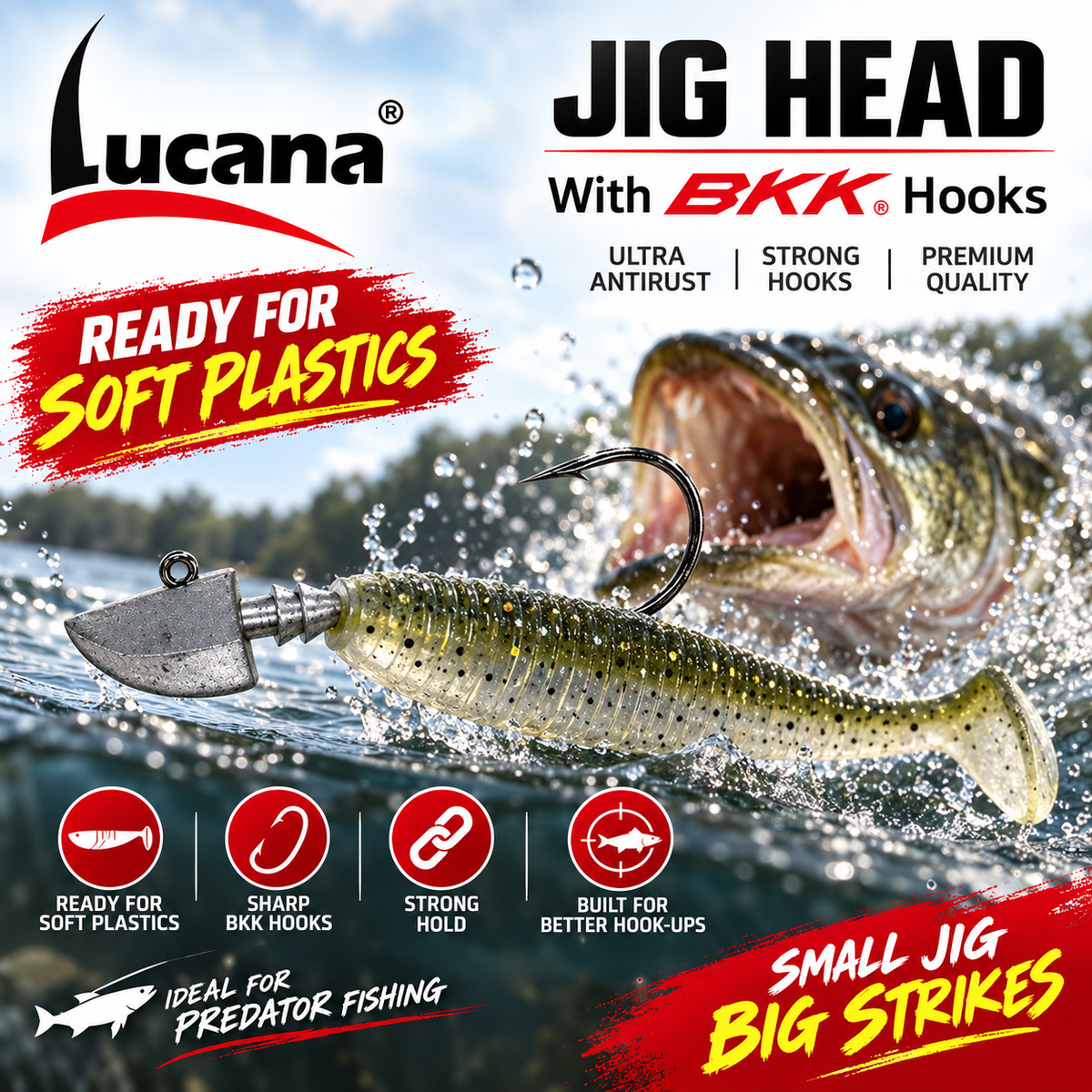 Lucana Jigheads with BKK Hooks | 7g–28g | Pack of 3