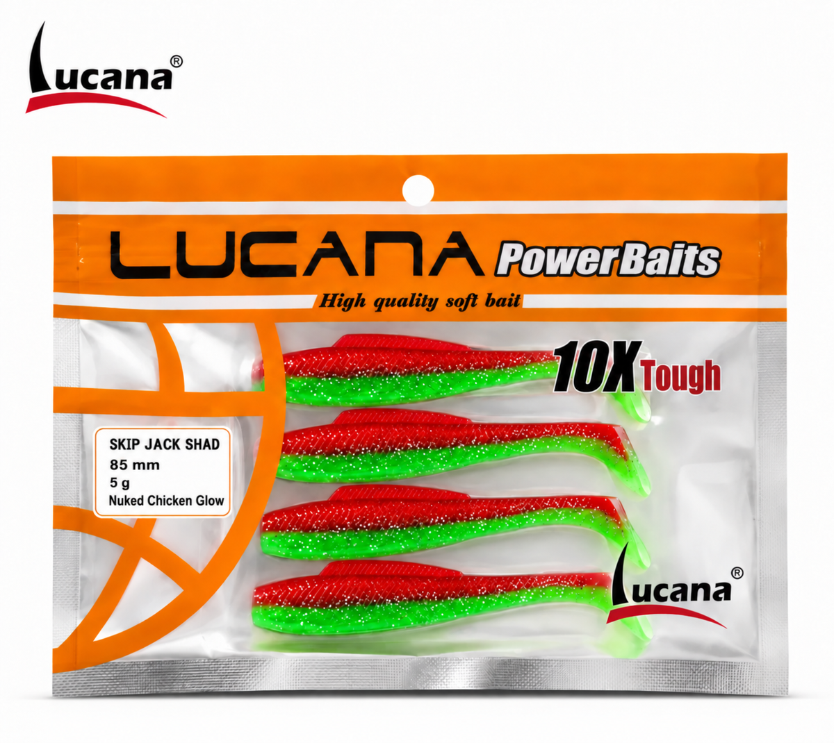 Lucana PowerBaits Skip Jack Shad 85mm 5g – Nuked Chicken Glow