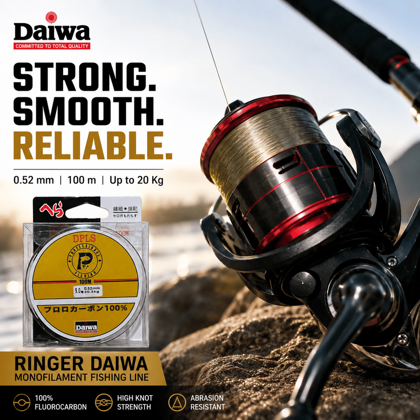Ringer Daiwa Monofilament Fishing Line 0.52mm upto 20Kg 100m