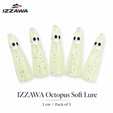Izzawa Octopus Soft Lure 3cm - Glow White - Pack of 5