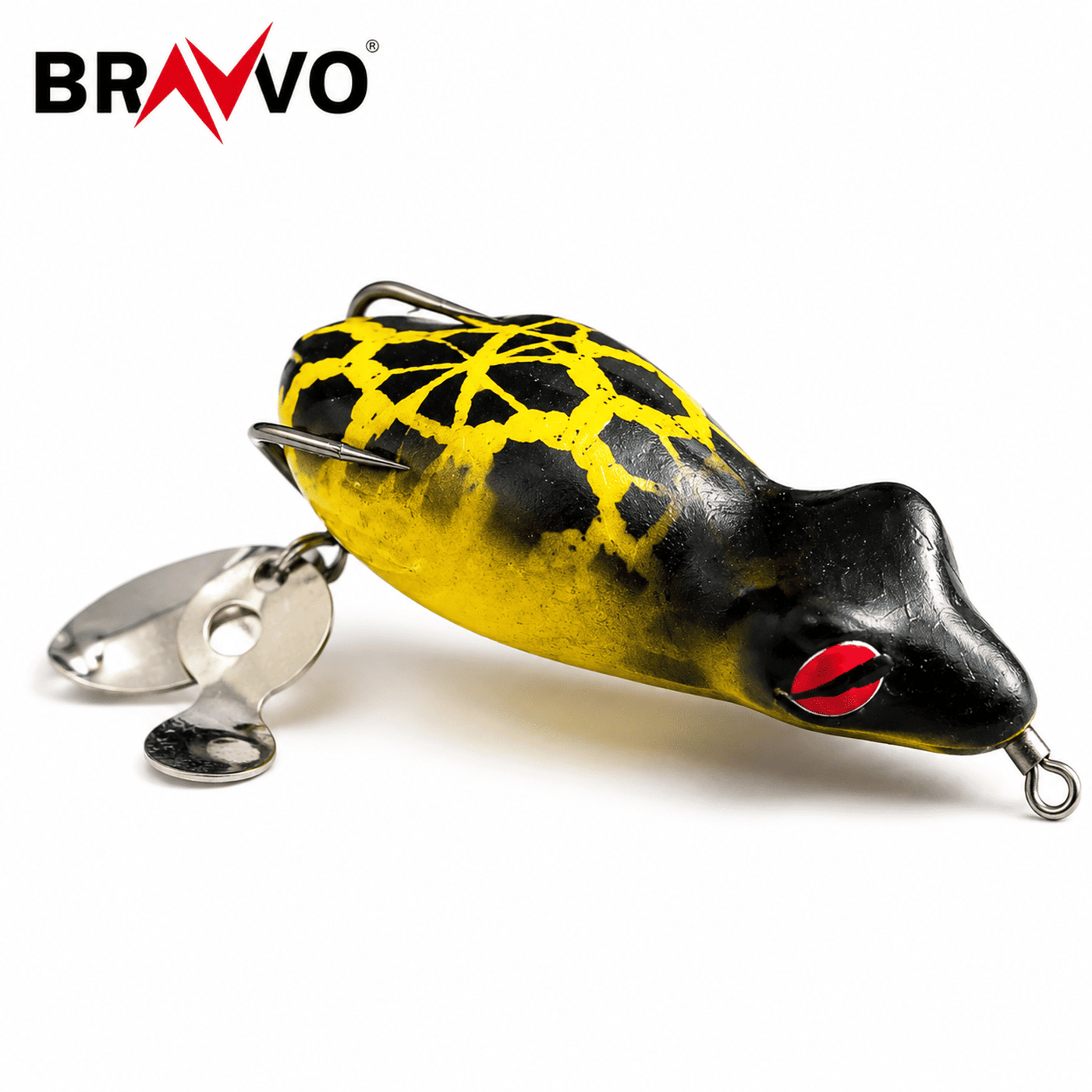 Bravvo Alavudheen Frog Lure 6.5cm 13g | Spinner Topwater Frog Bait - Yellow Black