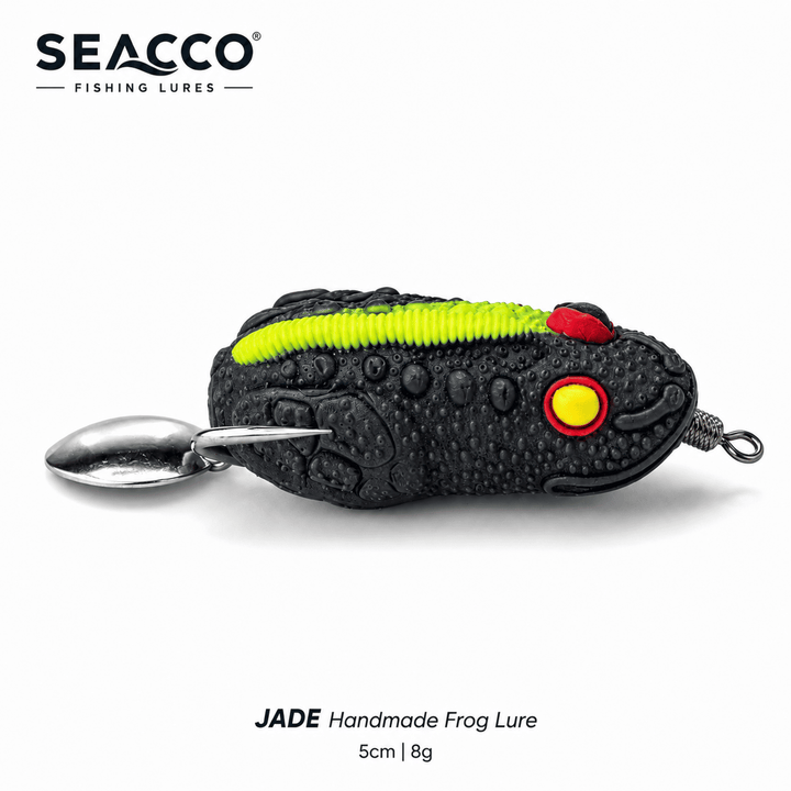 SEACCO Jade Handmade Frog Lure 5cm 8g - Black Lime Spine | Pack of 1