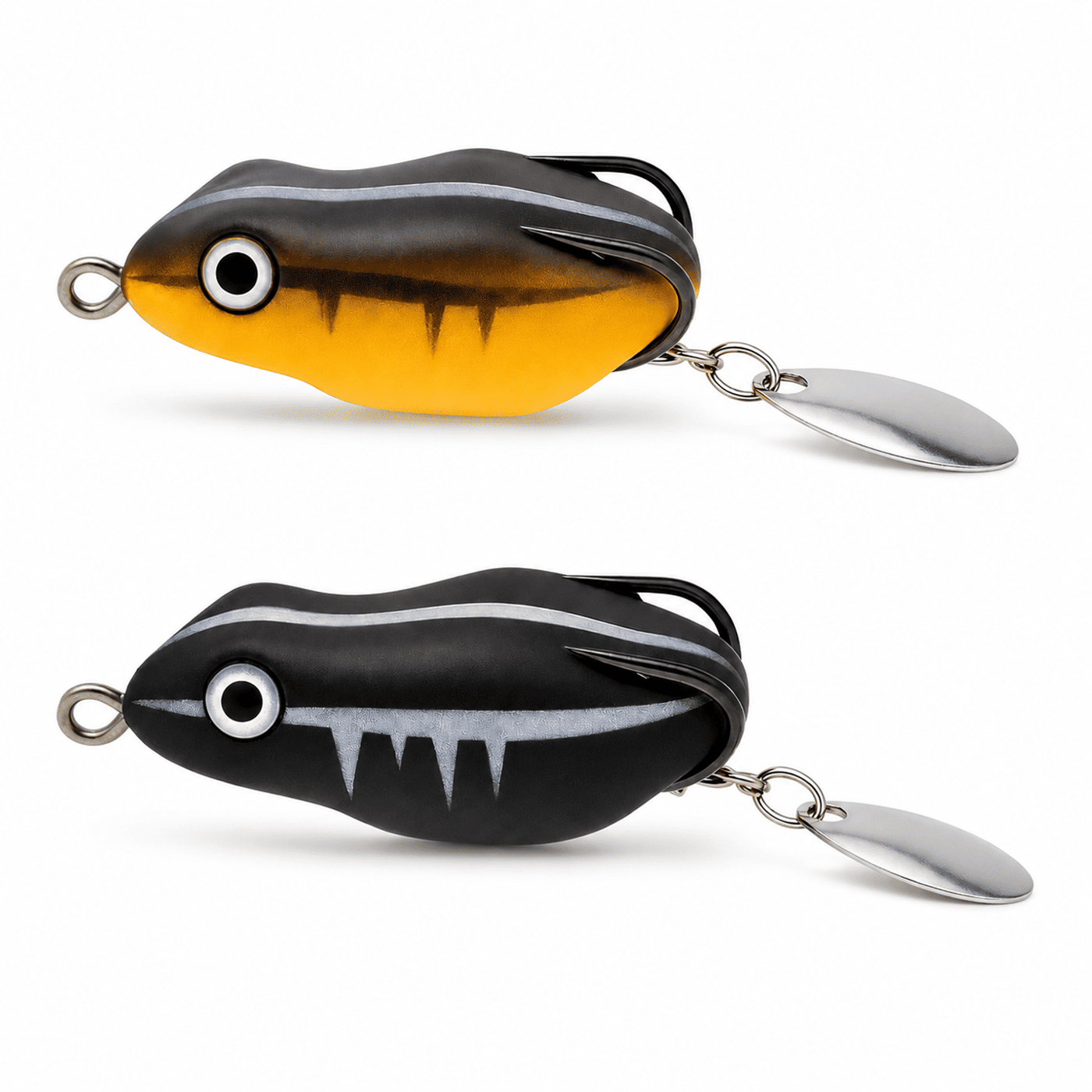 IZZAWA Predator Frog Lure | 2pc | Black-Brown | 4.5cm 8.5g | Topwater Soft Bait for Snakehead, Murrel & Bass