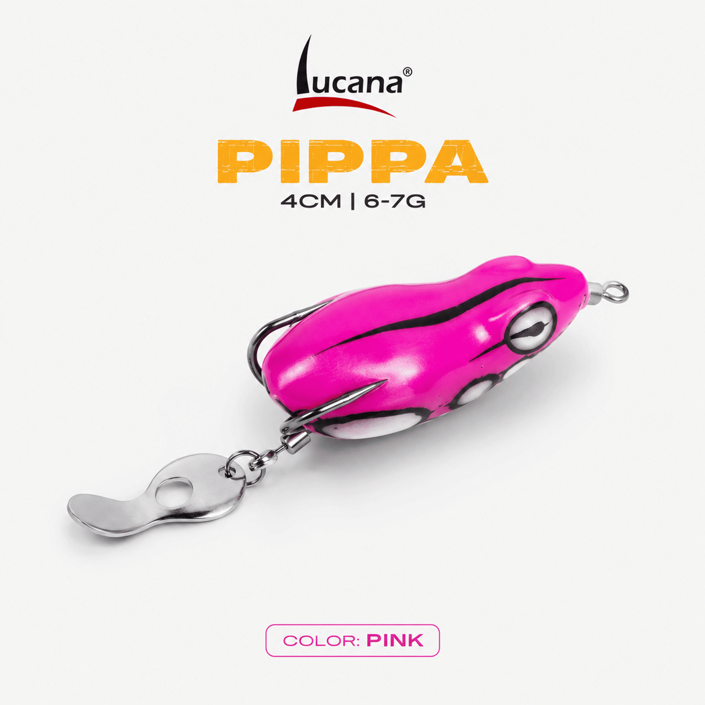 Lucana Pippa Handmade Frog Lure 4cm 6-7g | Pink | Weedless Topwater Frog