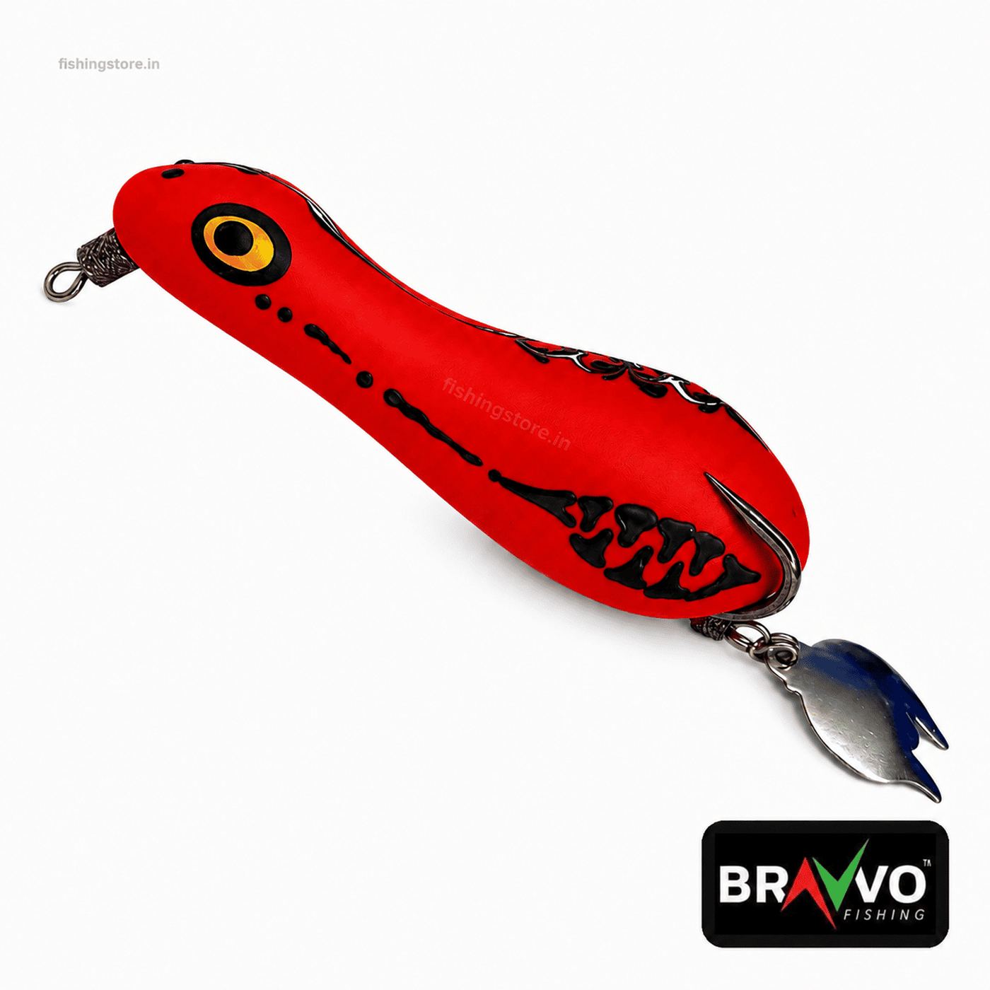 Bravvo Monster Frog Lure 8cm | Handmade Topwater Snakehead Bait for Casting (9g - 10g) | Soft Body Weedless Fishing Lure - Red