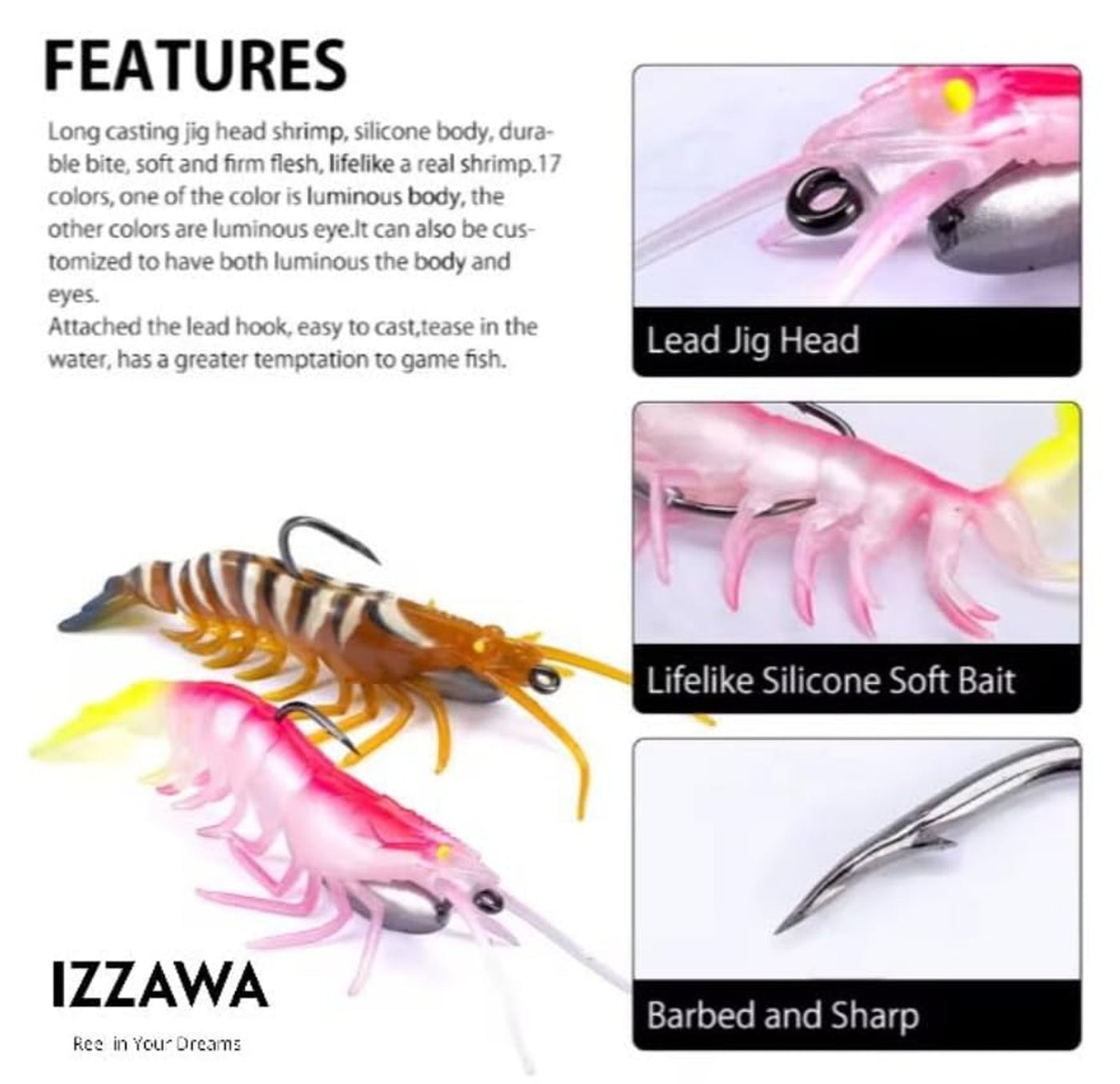 IZZAWA HuntHouse Shrimp Lure 16cm 26.4g Black Tiger – GT Snapper Barramundi