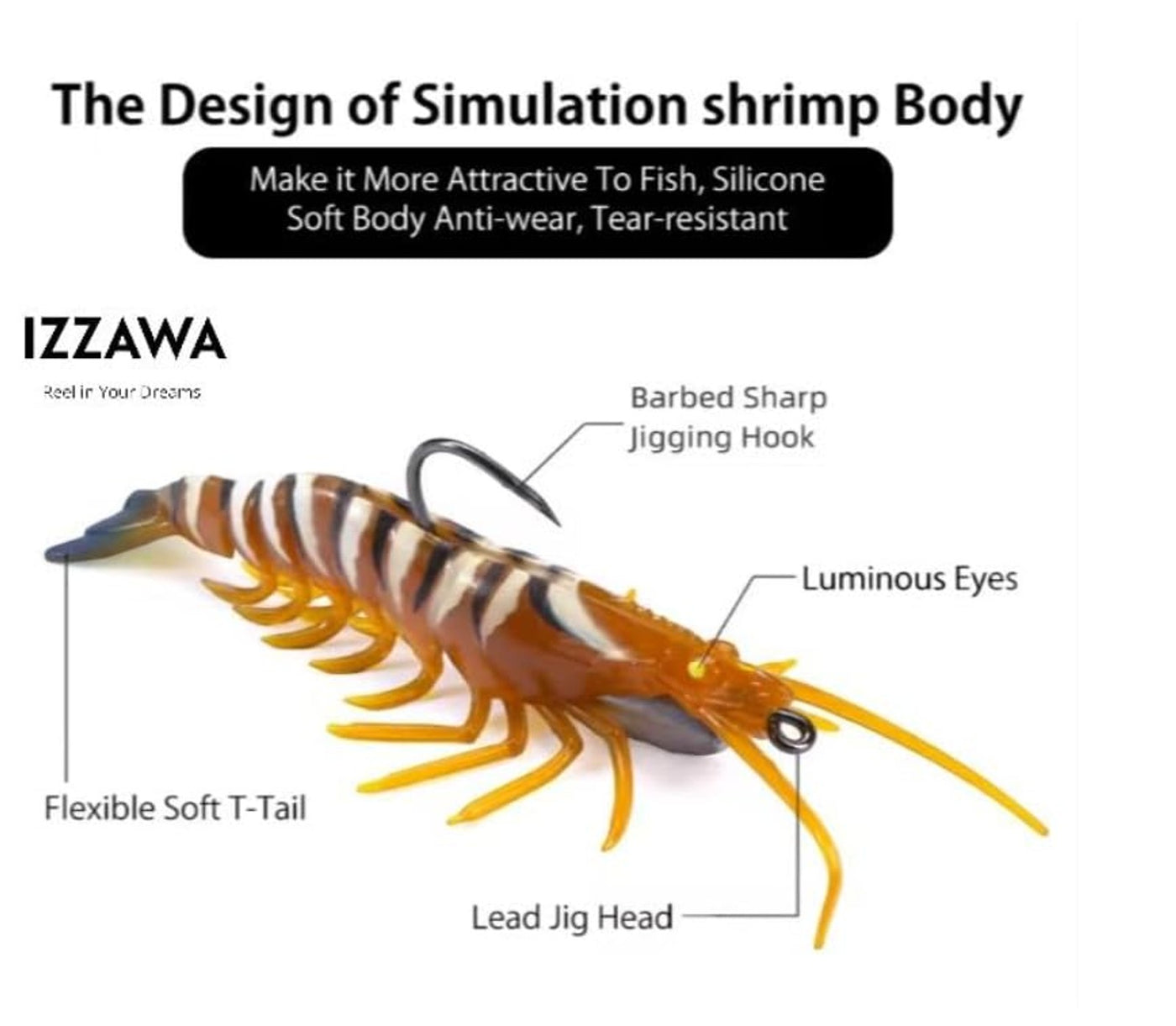 IZZAWA HuntHouse Shrimp Lure 16cm 26.4g Orange Forest – GT Snapper Barramundi