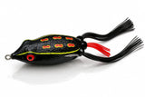 Izzawa Hollow Frog Fishing Lure, Black Red, 7.5 cm, 14g, Soft PVC, Double Hooks for Snakehead, Carp, Bass Fishes etc