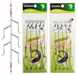 IZZAWA Stainless Steel String Hook Fishing Rig, 5 Hook Pre-Tied Setup with Swivel, for Lake Fishing, Snapper, Grouper, GT