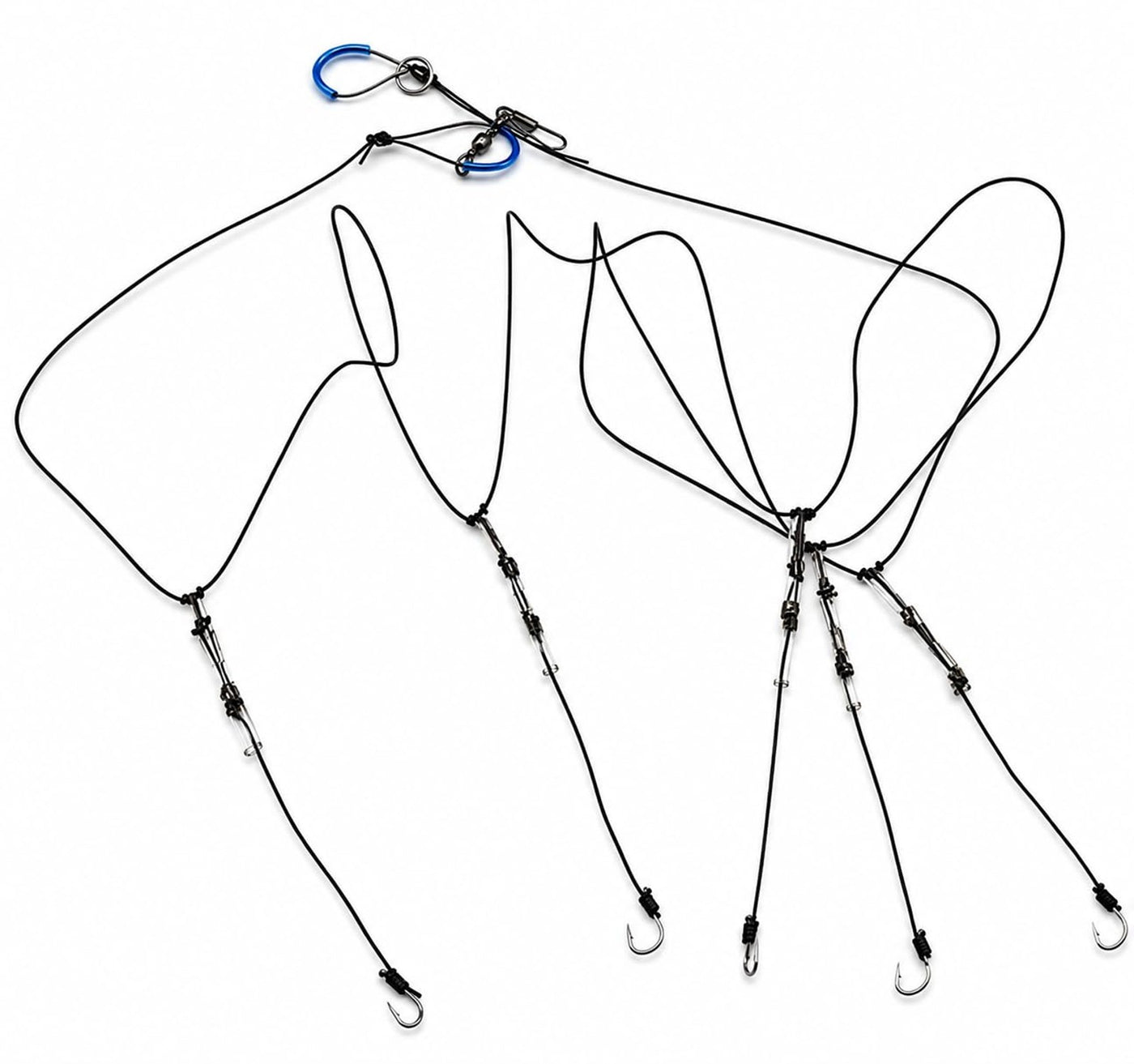 IZZAWA Stainless Steel String Hook Fishing Rig, 5 Hook Pre-Tied Setup with Swivel, for Lake Fishing, Snapper, Grouper, GT
