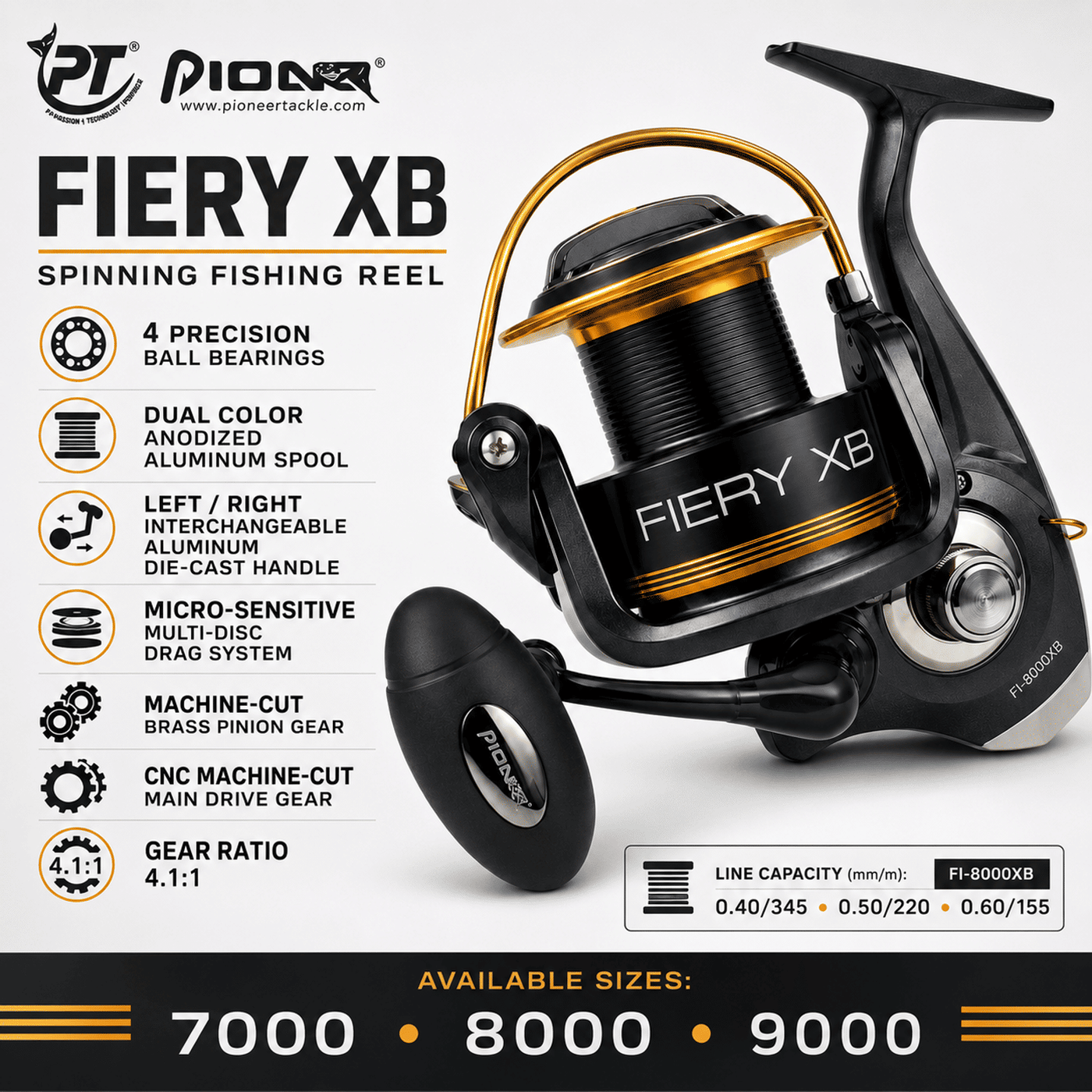 Pioneer Fiery XB Spinning Fishing Reel