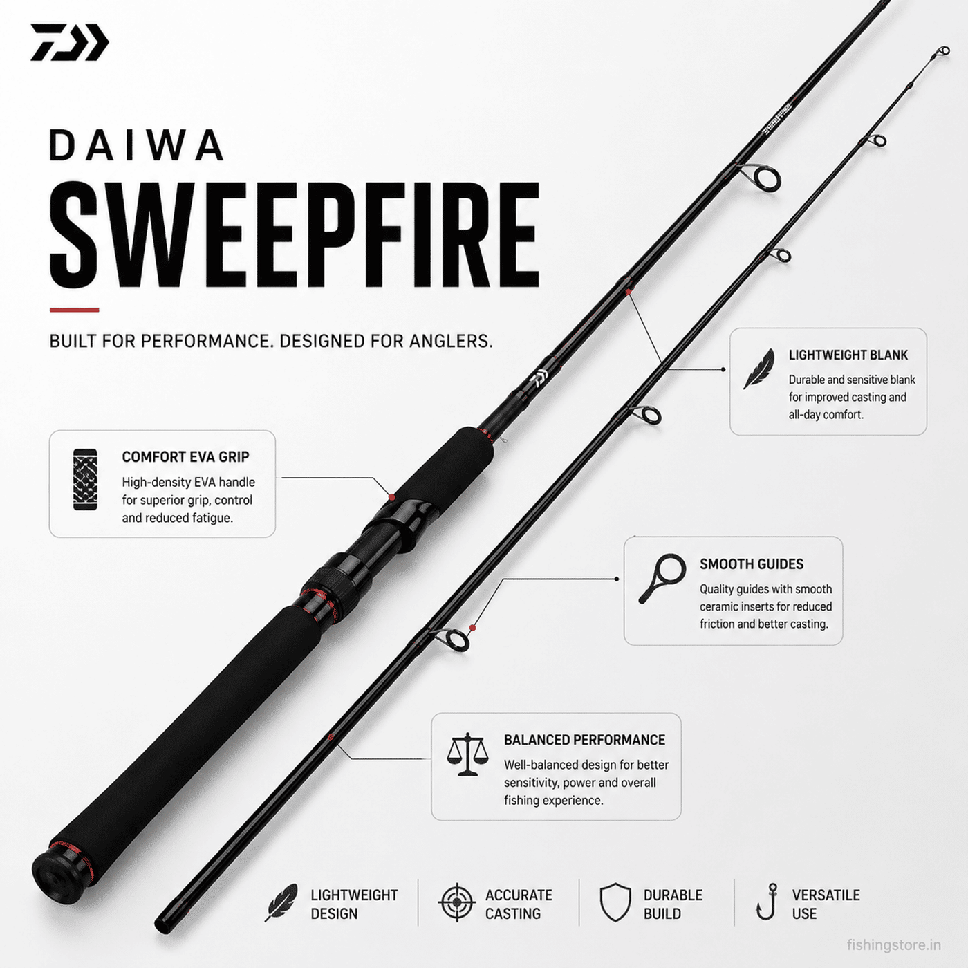 Daiwa Sweepfire Spinning Rod -7Ft & 8 Ft - MH