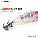 IZZAWA Luminous UV Shrimp Lure 105mm 11.5g Red Yellow Brown - Squid Jig Umbrella Hook