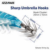IZZAWA Luminous UV Shrimp Lure 105mm 11.5g Yellow Red - Squid Jig Umbrella Hook