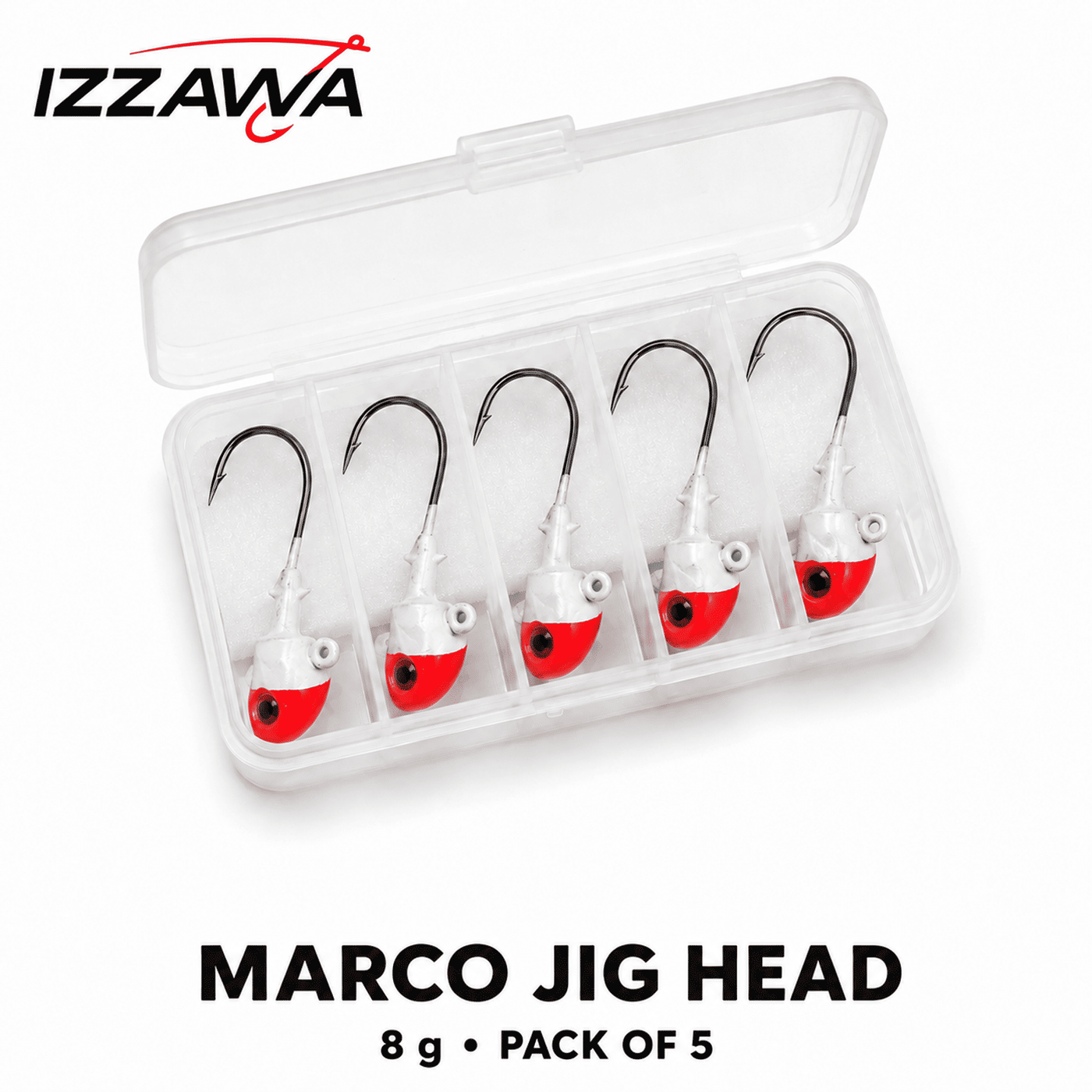 IZZAWA Marco Jig Head 8 g - Pack of 5 with Storage Box