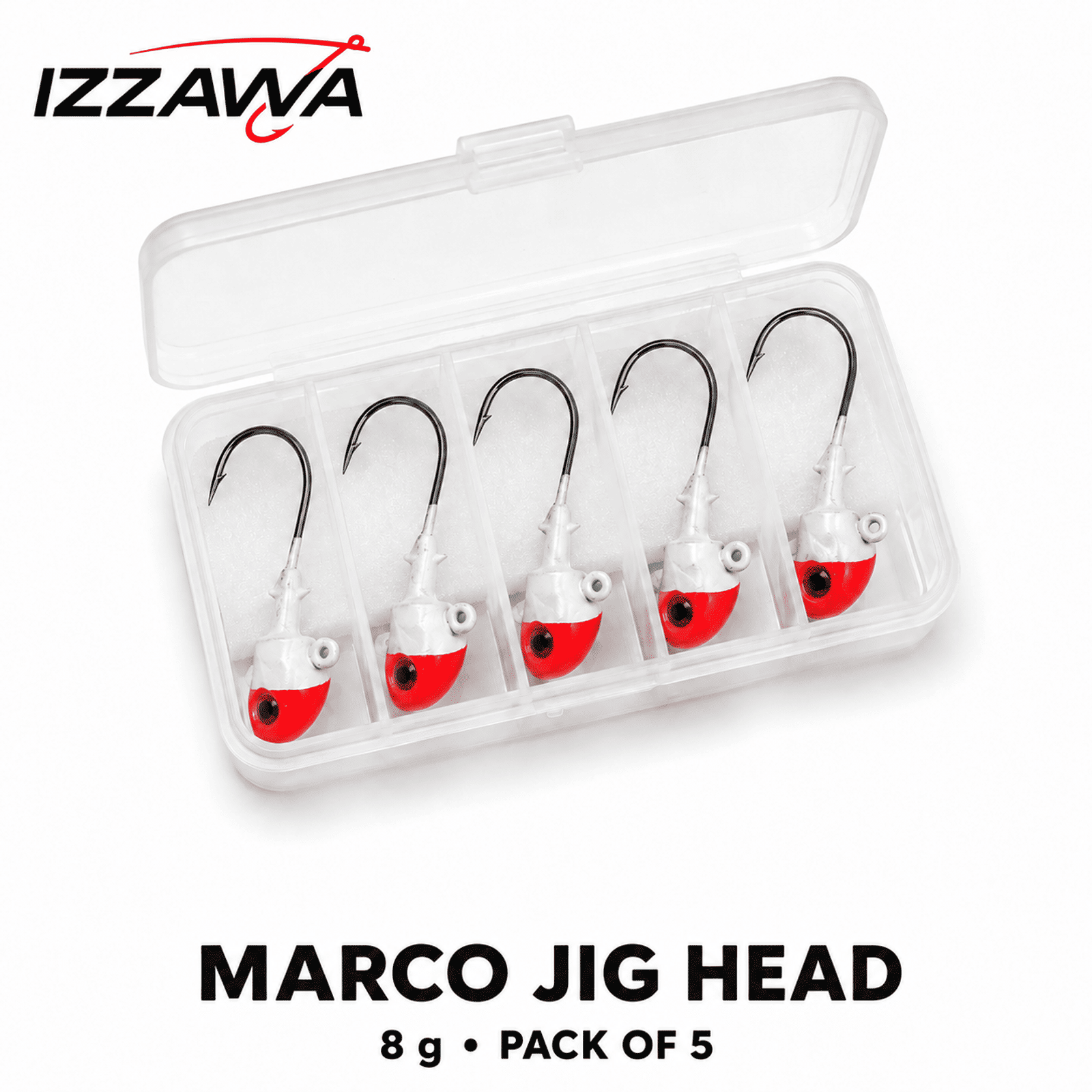 IZZAWA Marco Jig Head 8 g - Pack of 5 with Storage Box