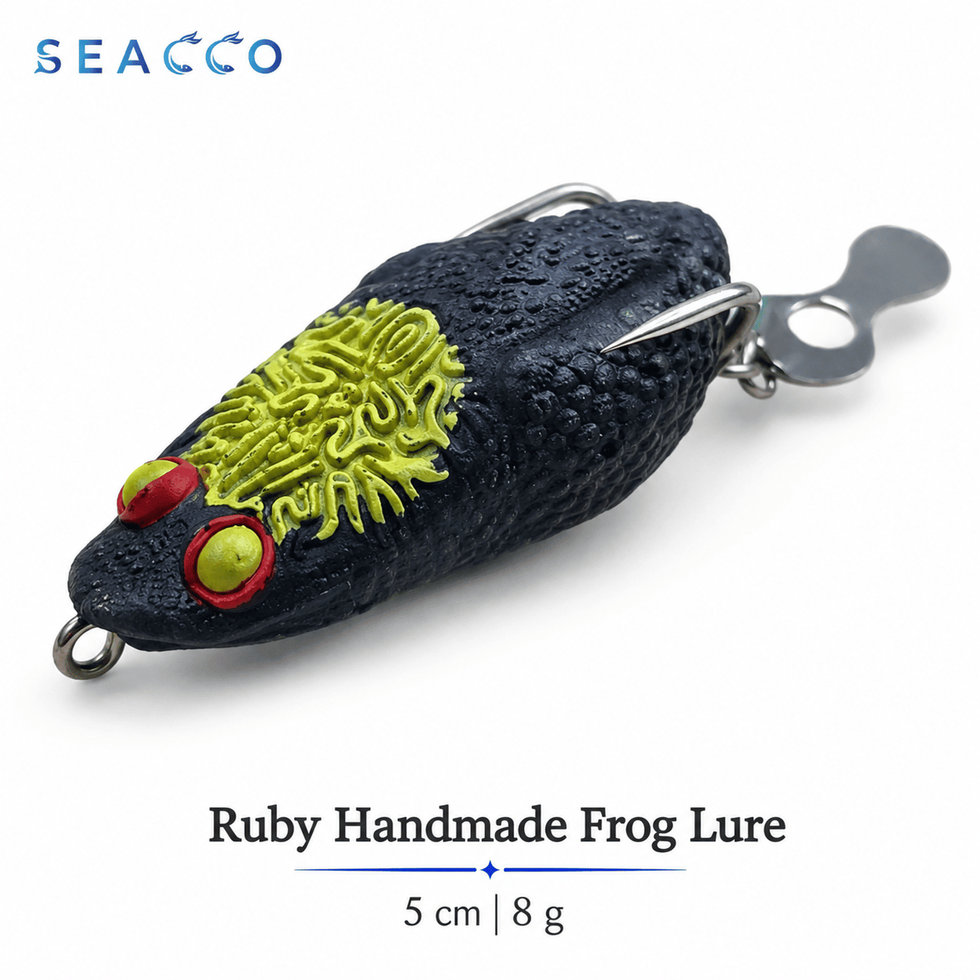 SEACCO Ruby Handmade Frog Lure 5cm 8g - Black Yellow Crest | Pack of 1