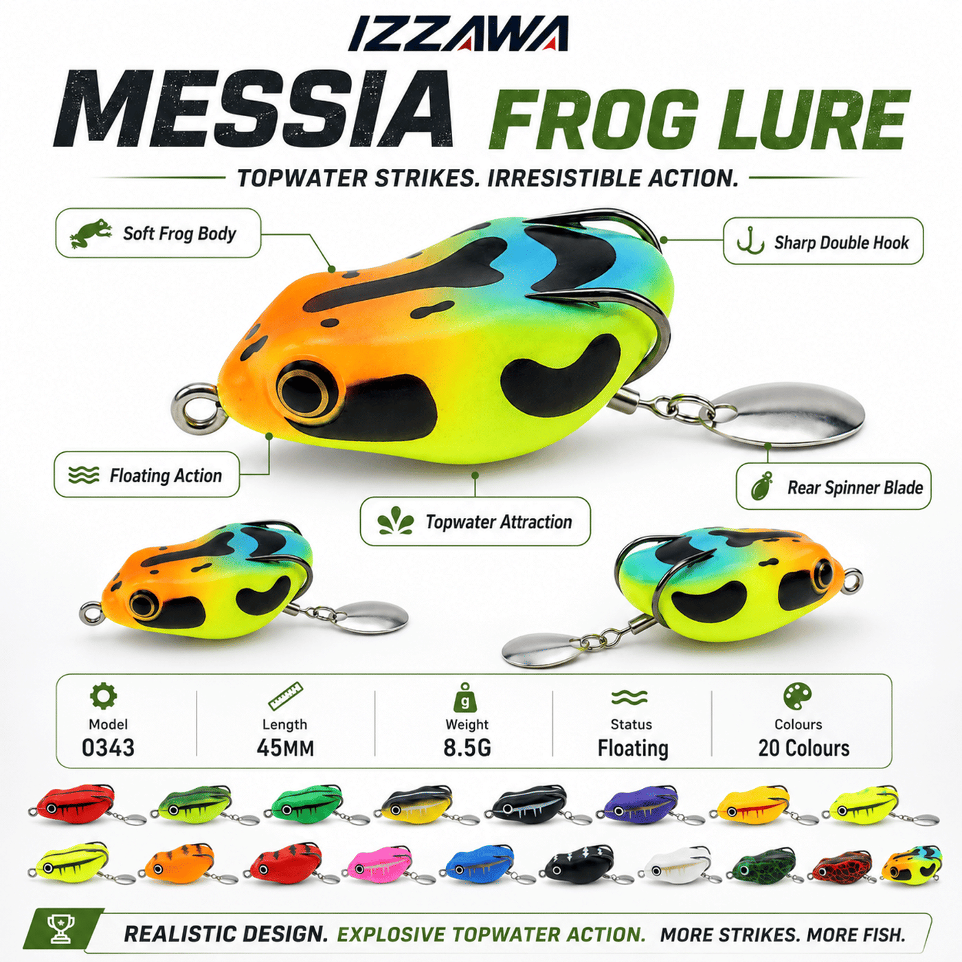 IZZAWA Messia Frog Lure 45mm 8.5g - Red Crackle | Pack of 1