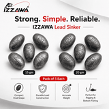 IZZAWA Lead Sinker 1gm, 2gm, 3gm, 4gm, 5gm, 15gm & 20gm | Pack of 5