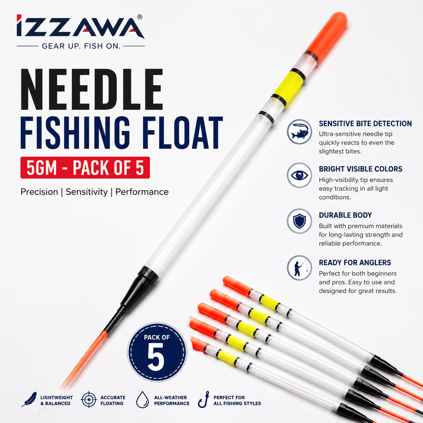 IZZAWA Needle Fishing Float 5gm - Pack of 10