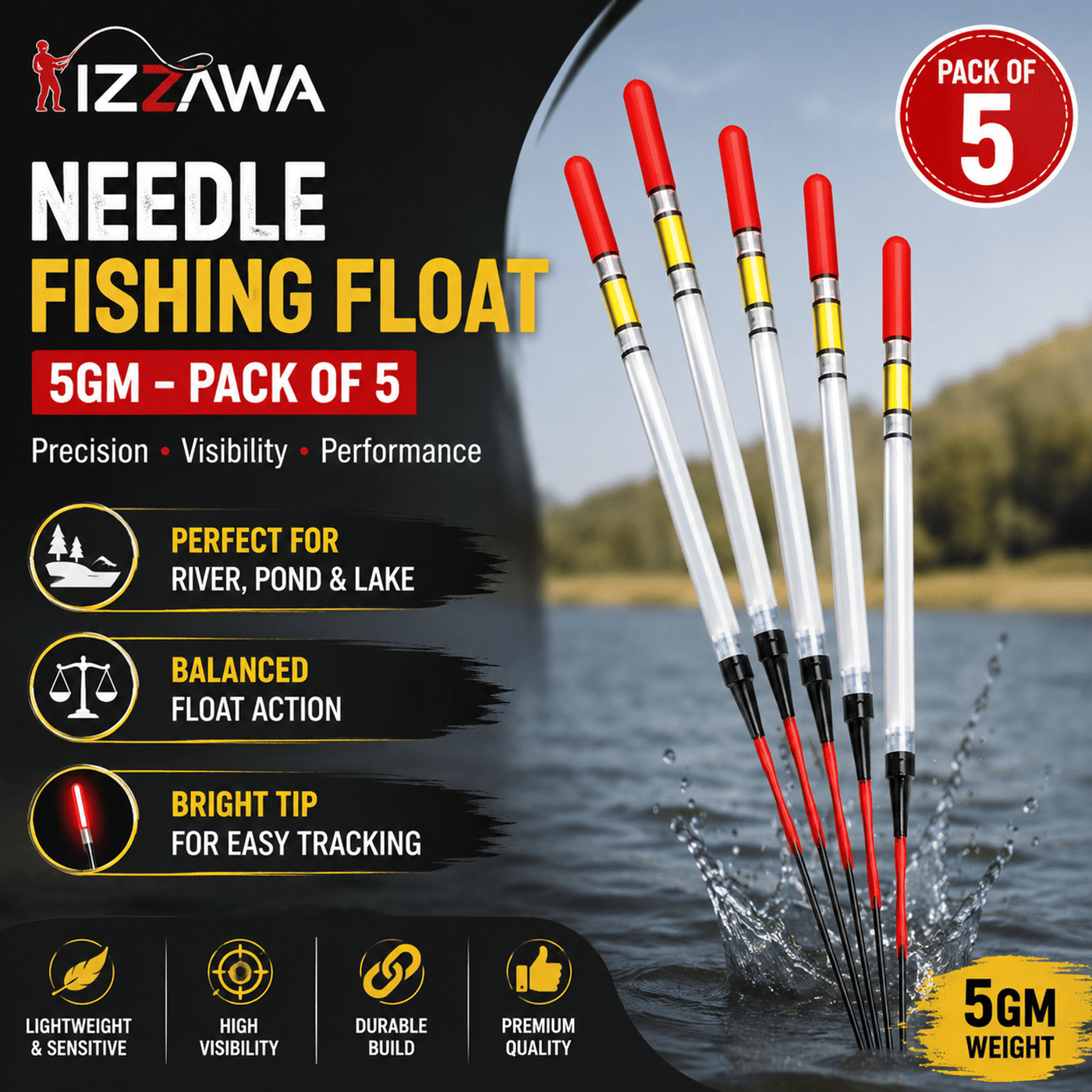 IZZAWA Needle Fishing Float 5gm - Pack of 10