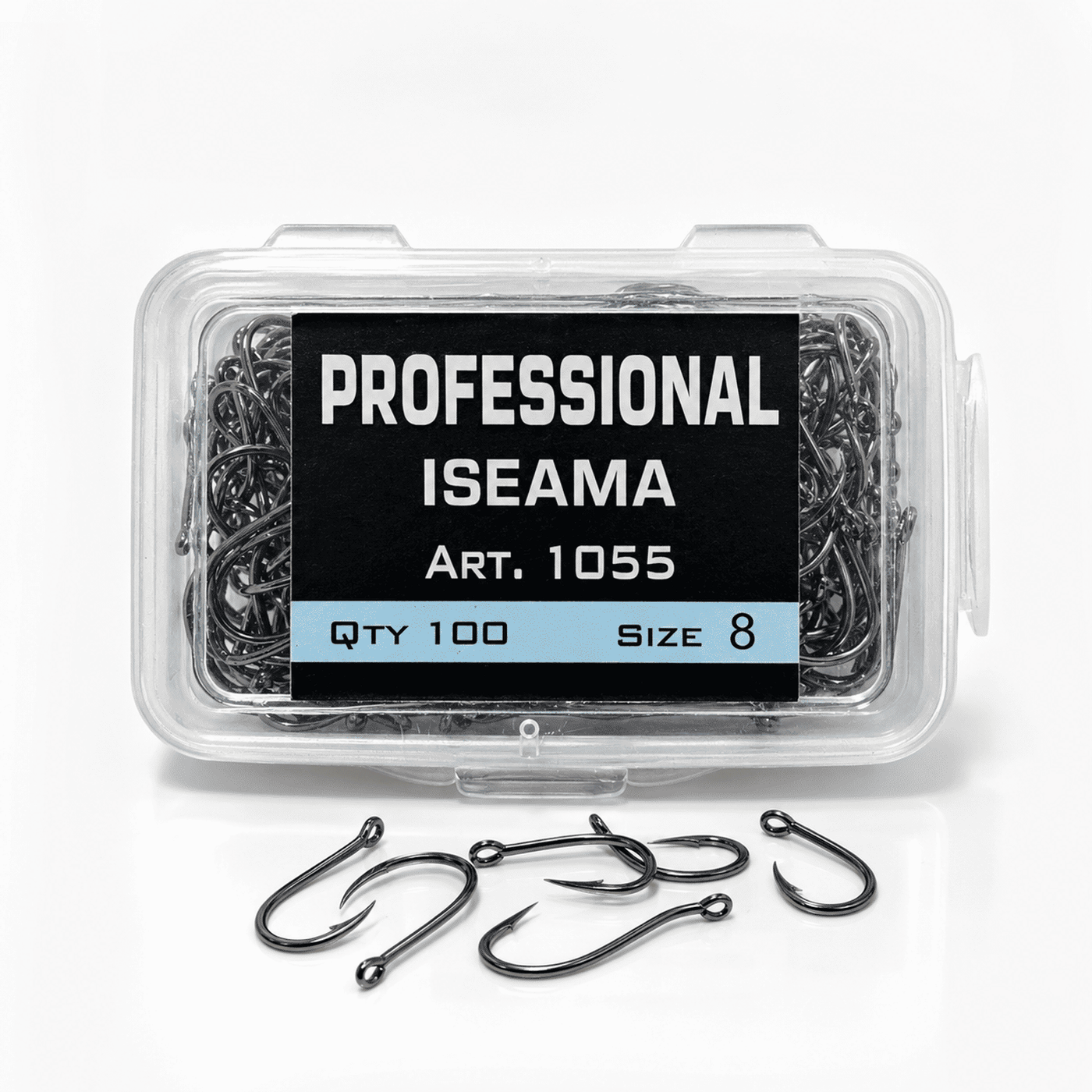 Professional Iseama Art. 1055 Fishing Hooks - Black Nickel Hook Box
