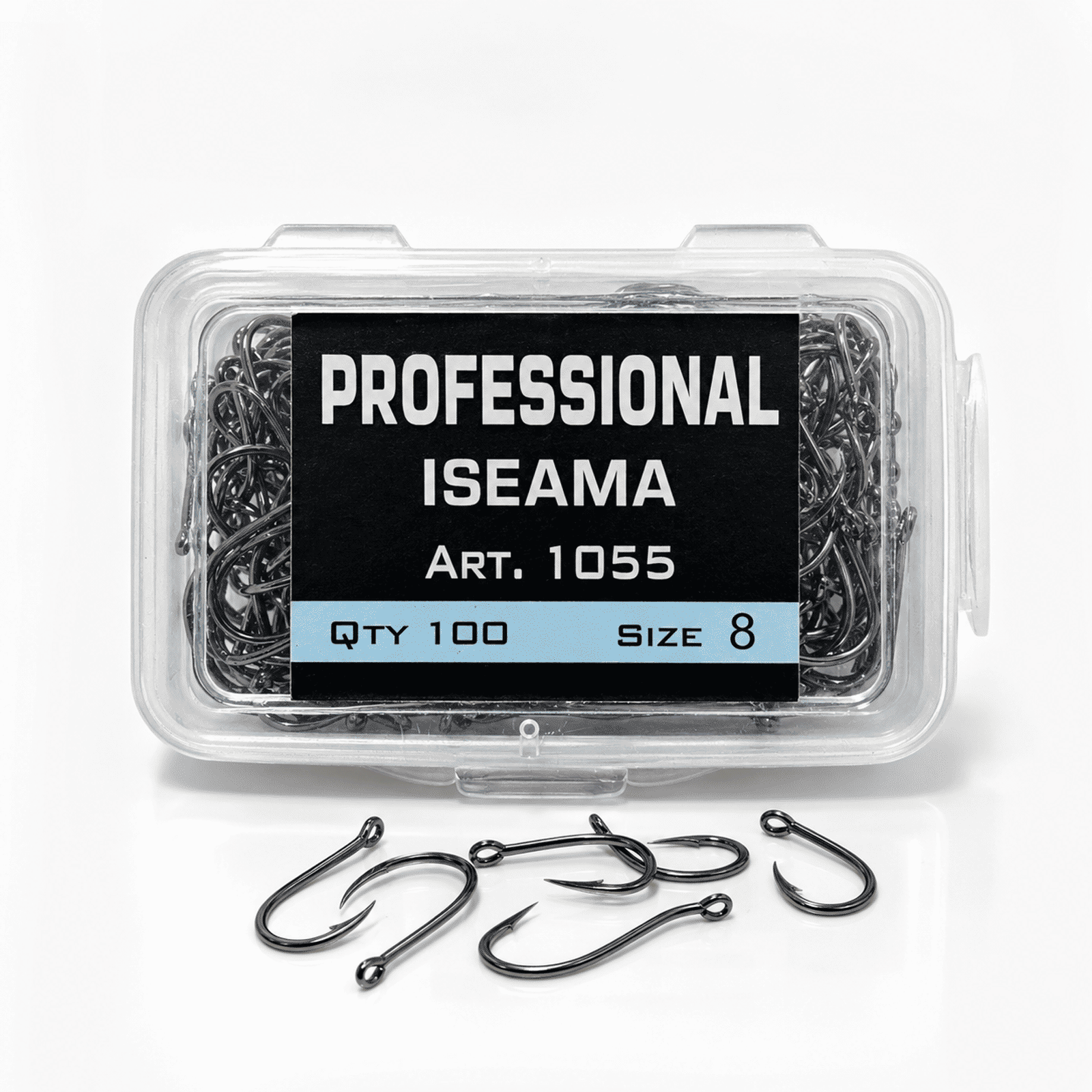 Professional Iseama Art. 1055 Fishing Hooks - Black Nickel Hook Box