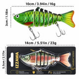 Izzawa Multi-Jointed Swimbait Fishing Lures, Pack of 1, Multi-Color, 16g, for Carp, Snapper, Barramundi, Freshwater and Sea Fishing