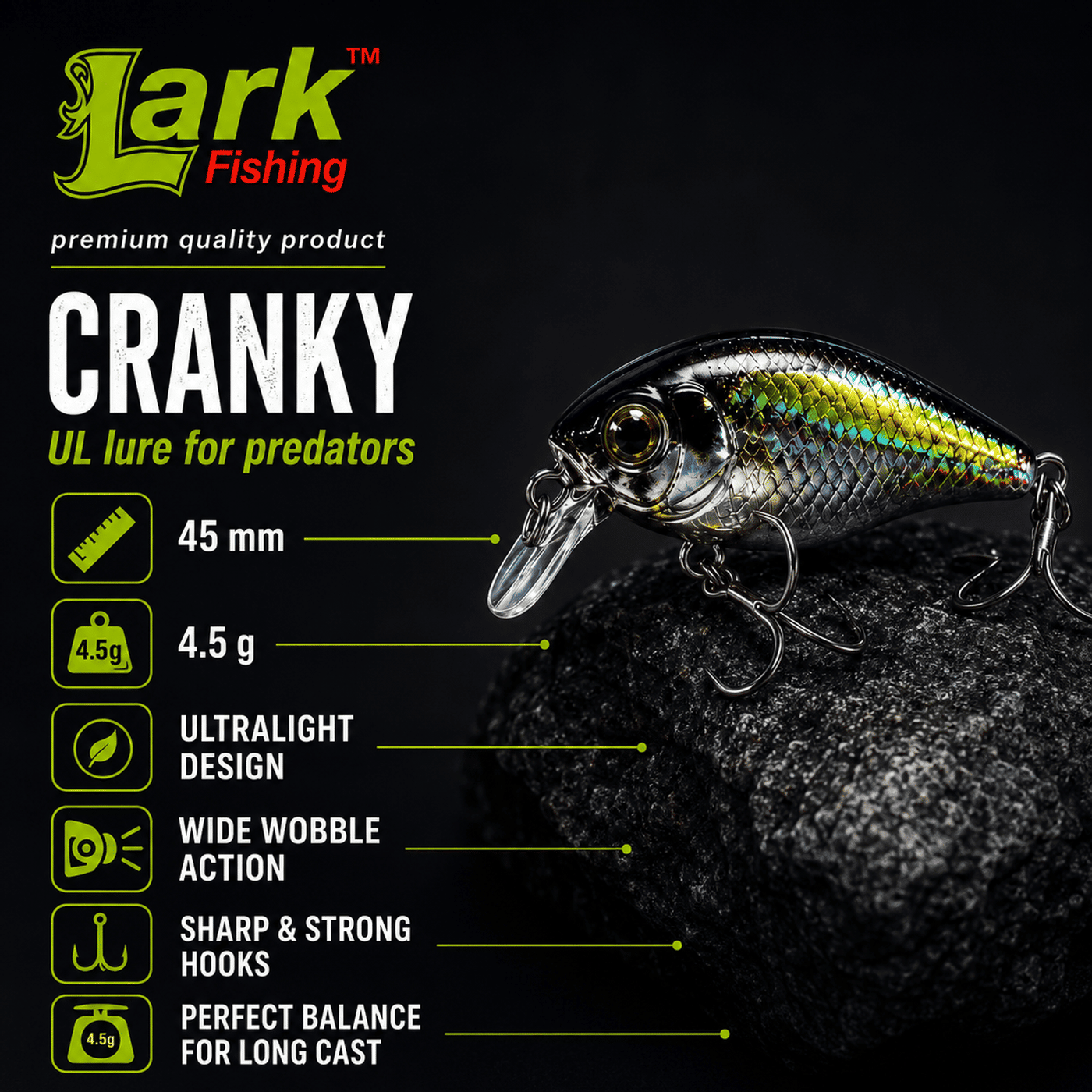 Lark Cranky UL Lure 45mm 4.5g - Holo Silver