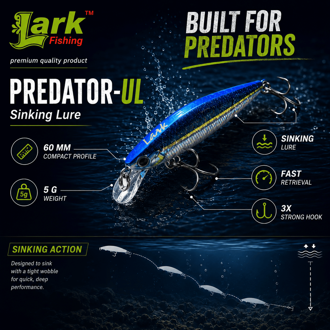Lark Predator-UL Sinking Lure 60mm 5g