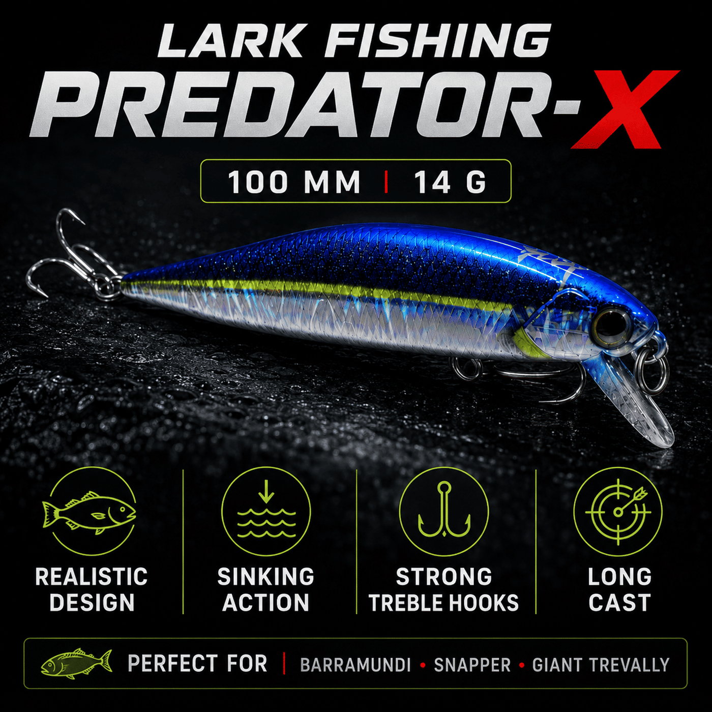 Lark Predator-X Sinking Minnow 100mm 14g