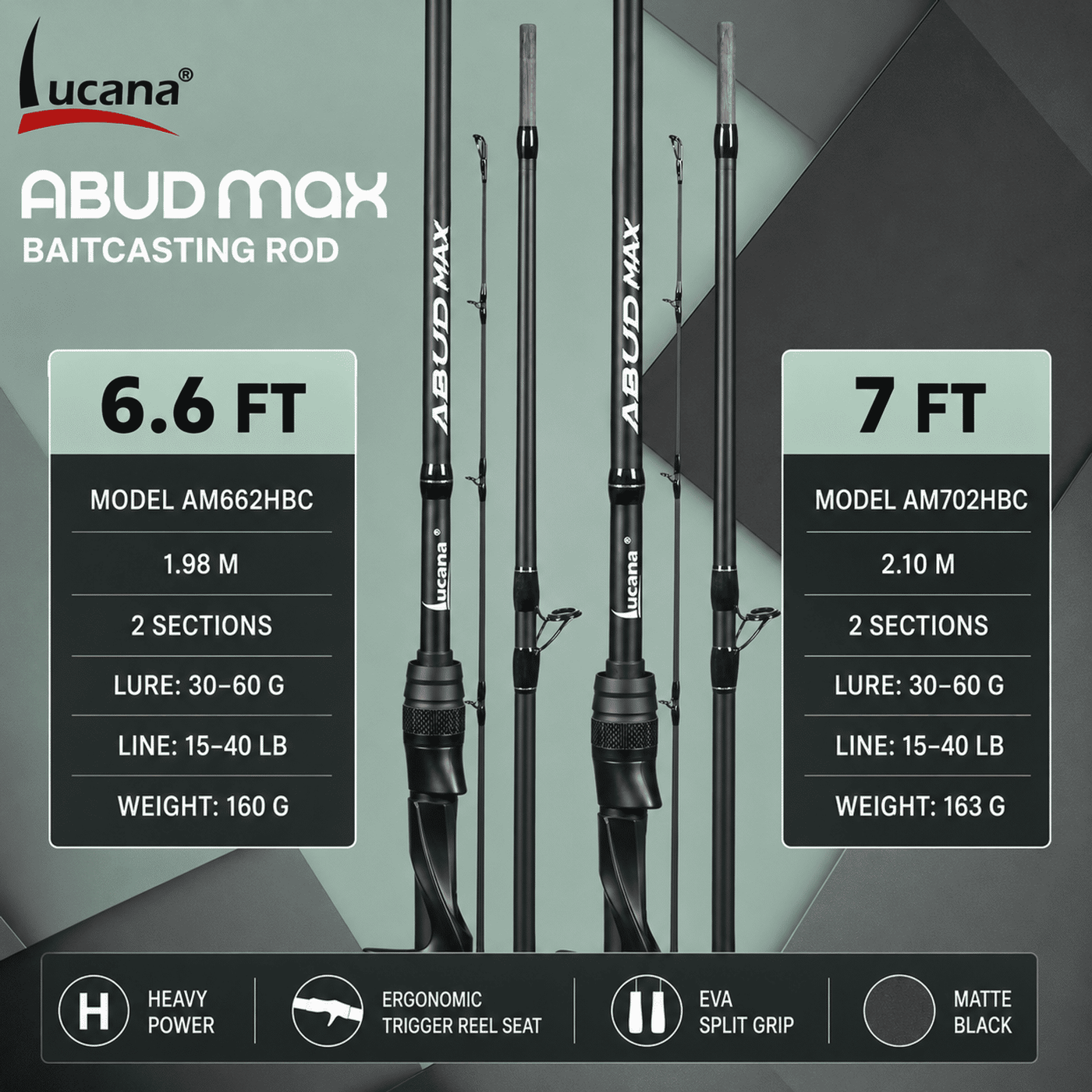 Lucana ABUD MAX Baitcasting Rod - 6.6 & 7 Ft