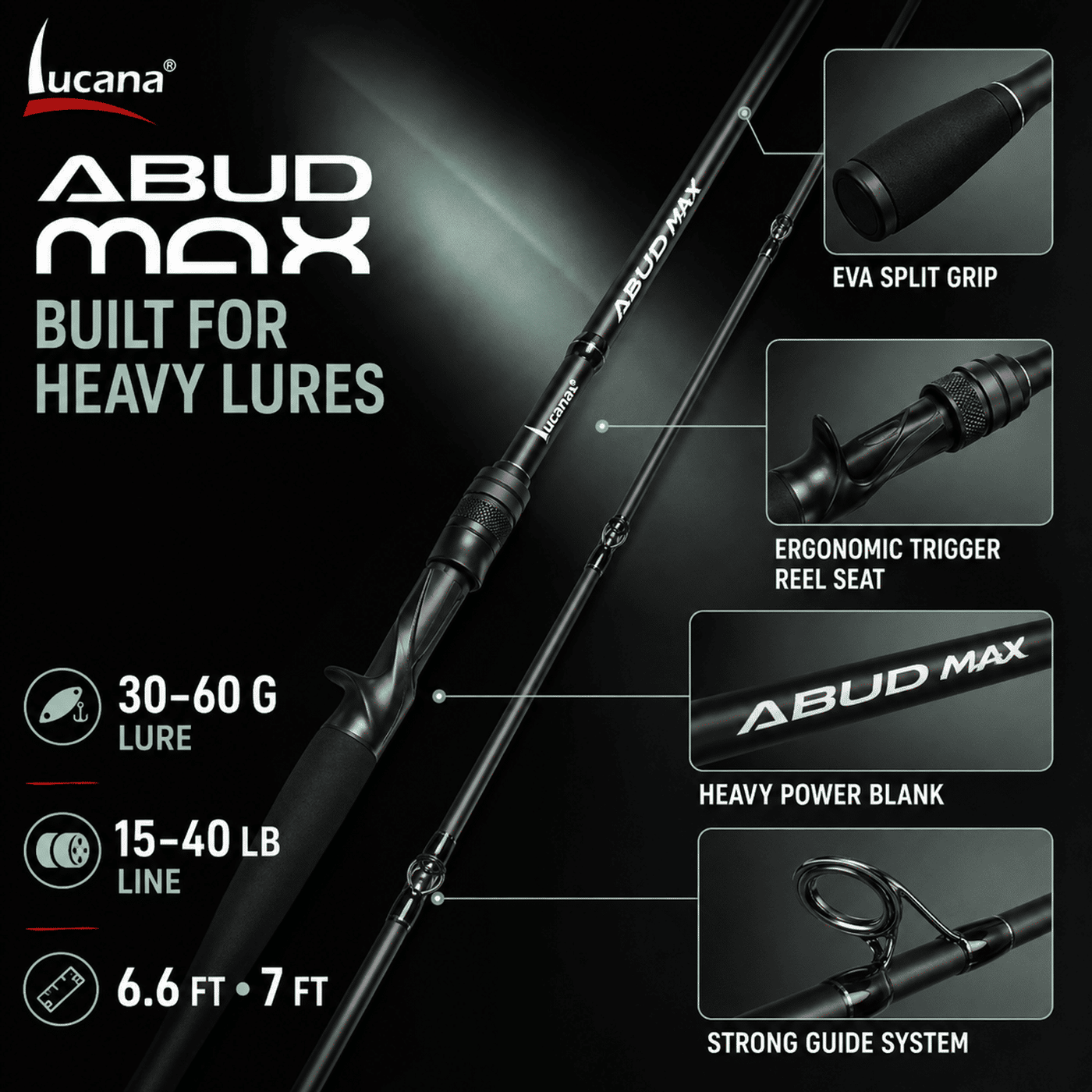 Lucana ABUD MAX Baitcasting Rod - 6.6 & 7 Ft