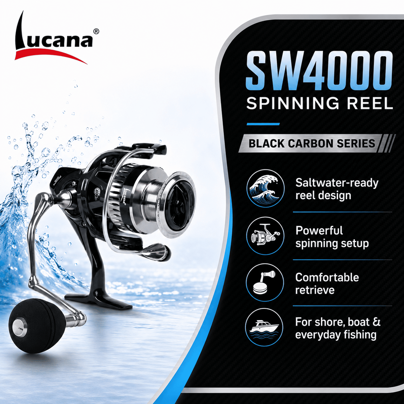 Lucana Black Carbon SW4000 Spinning Reel