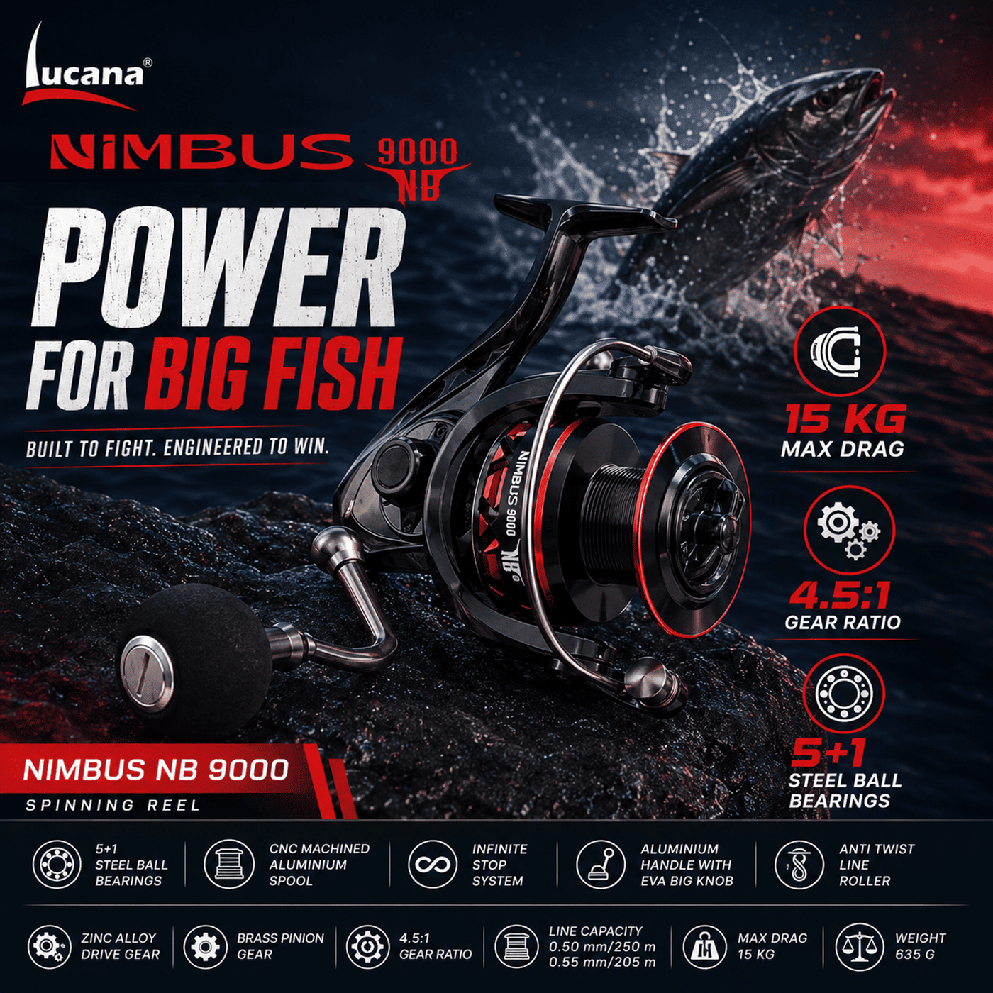 Lucana Nimbus 9000 Spinning Reel