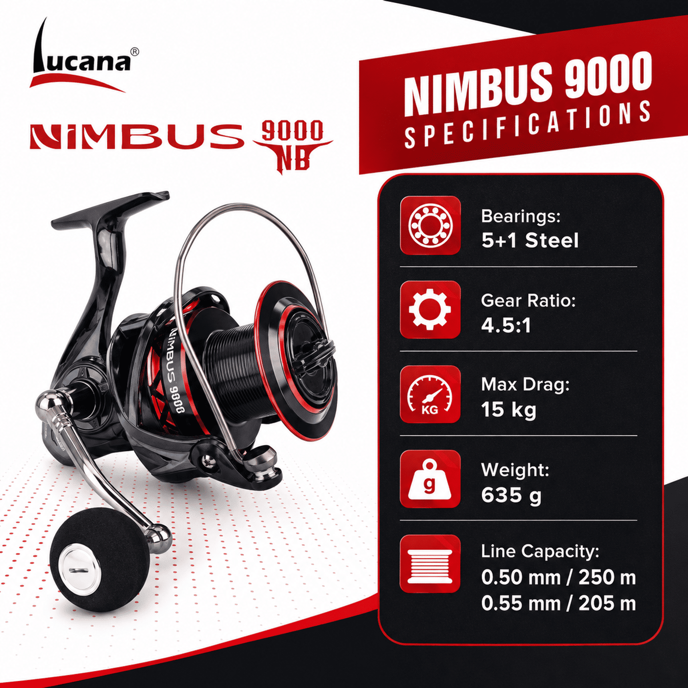 Lucana Nimbus 9000 Spinning Reel