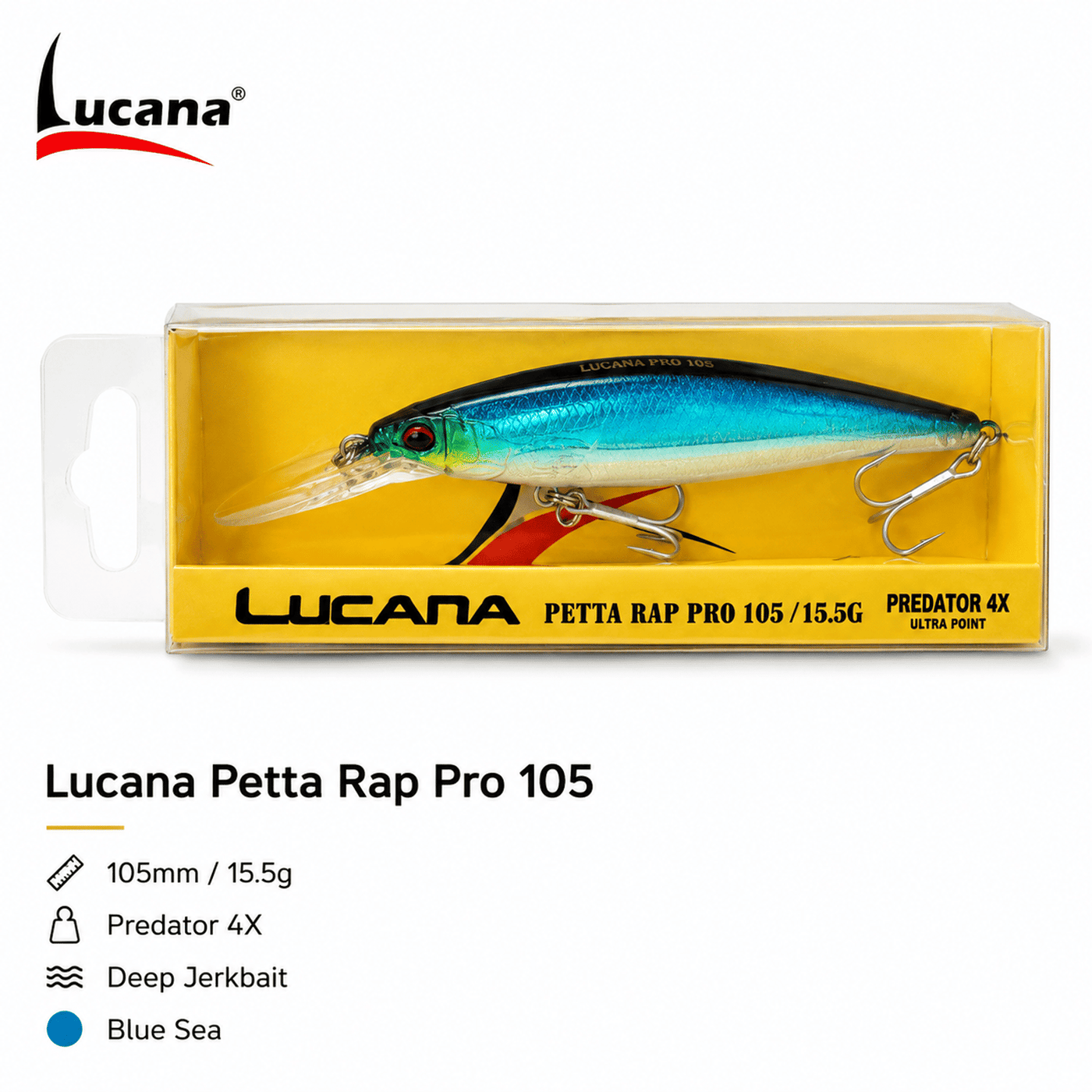 Lucana Petta Trap 103mm 15.5g Deep Jerkbait Fish Lure - Blue Sea