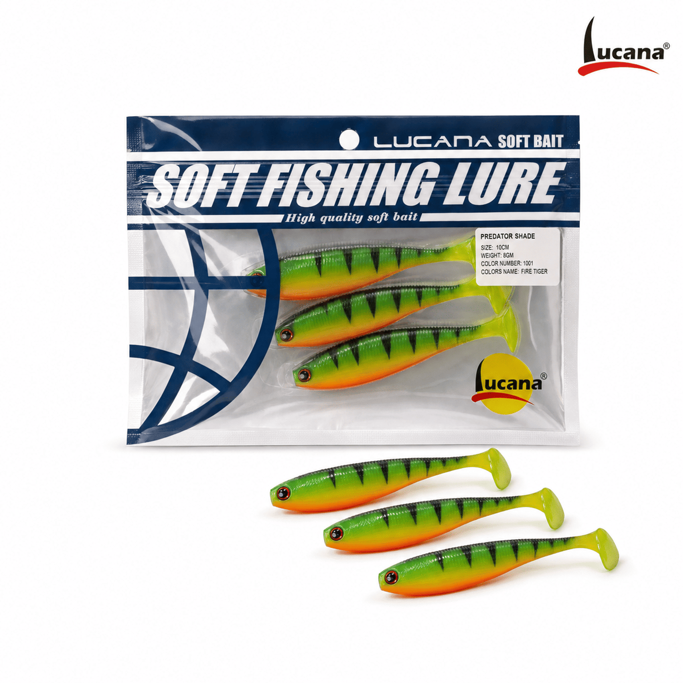 Lucana Predator Shade Soft Bait 100mm 8g - Fire Tiger - Single Piece