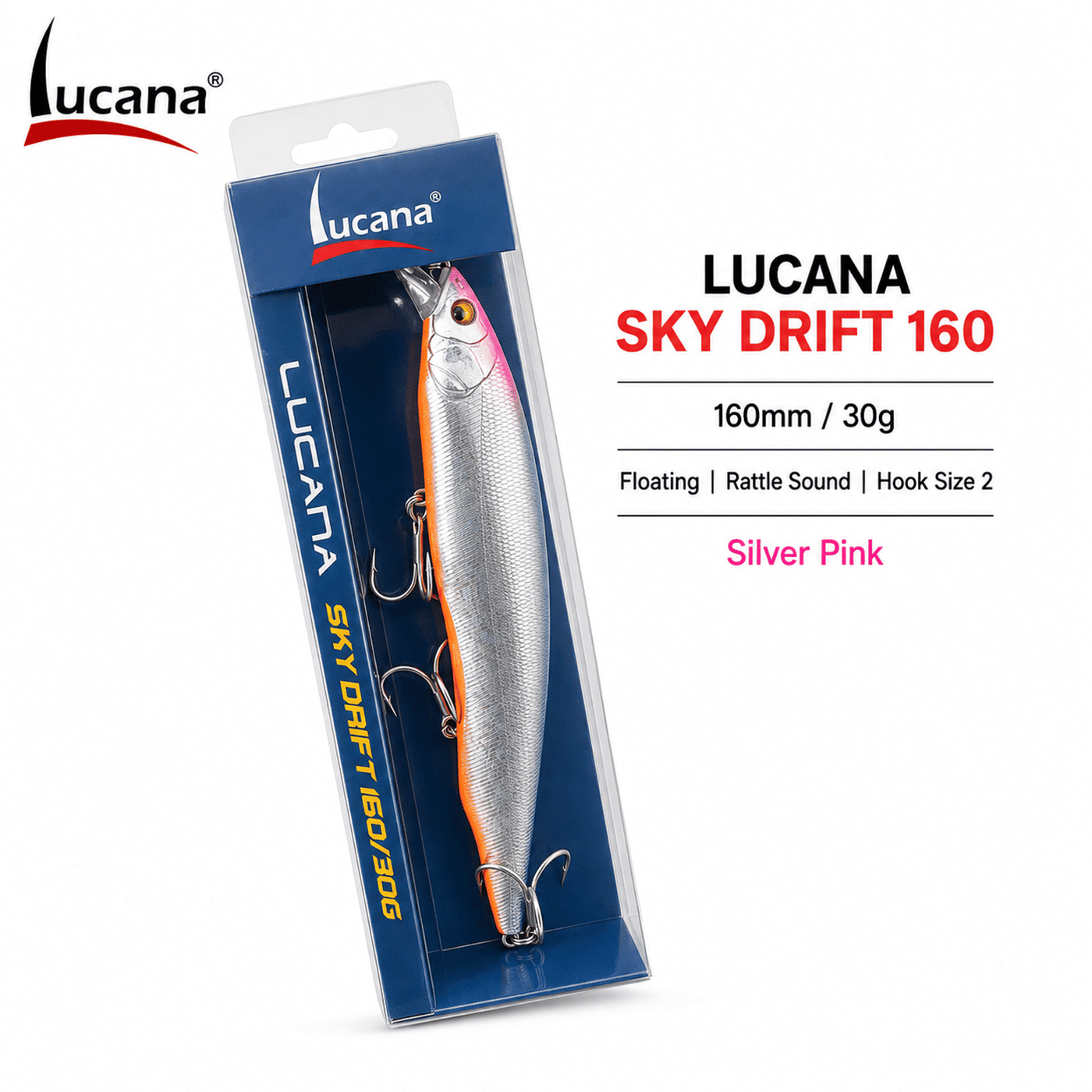 Lucana Sky Drift 160mm 30g Floating Fish Lure - Silver Pink