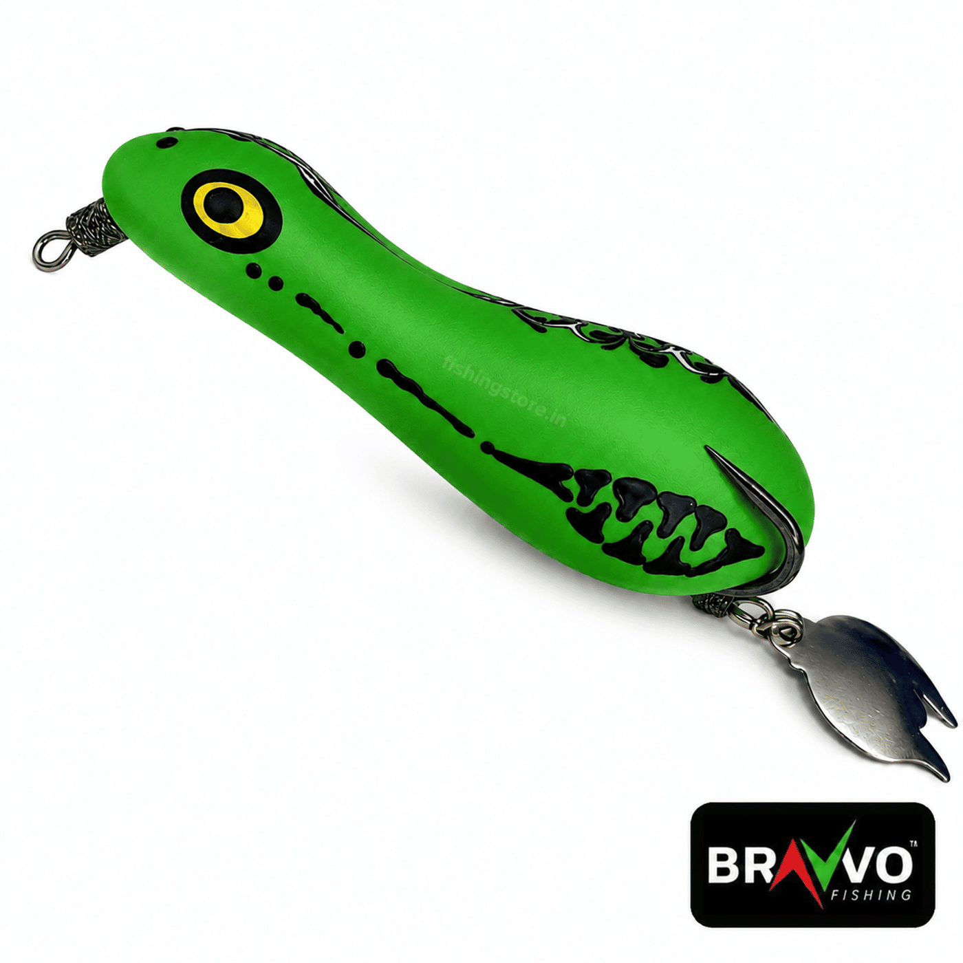 Bravvo Monster Frog Lure 8cm | Handmade Topwater Snakehead Bait for Casting (9g - 10g) | Soft Body Weedless Fishing Lure - Green